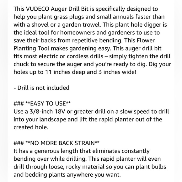 🆕Garden Auger Metal Drill Bit - Picture 2 of 12